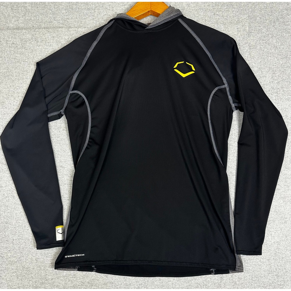 EvoShield Hoodie Men Small Black Swag Tech Long Sleeve Baseball Shirt‎
